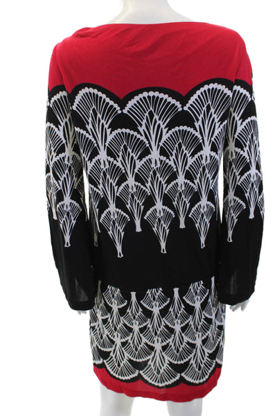 Nicole Miller Womens Abstract Print Long Sleeve Shift Dress Multicolor Size S