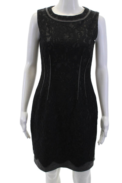 Elie Tahari Womens Lace Sleeveless Knee Length Sheath Dress Black Size 2