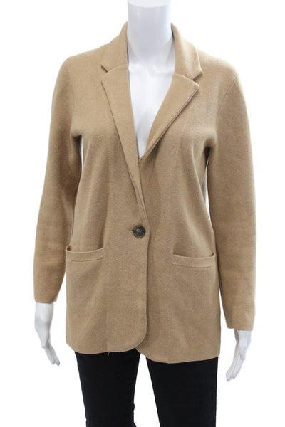 J Crew Womens V Neck One Button Collared Sweater Beige Size XXS