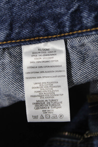 Re/Done Womens Cotton Blend Medium Wash Mini Denim Skirt Blue Size 29