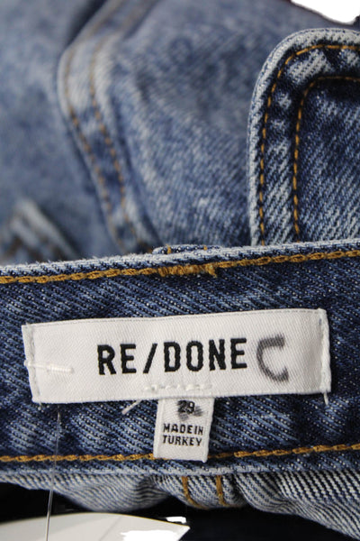Re/Done Womens Cotton Blend Medium Wash Mini Denim Skirt Blue Size 29