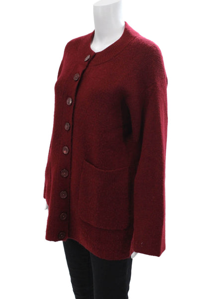 J Crew Womens Crew Neck Pockets Buttoned Cardigan Sweater Top Red Size XS
