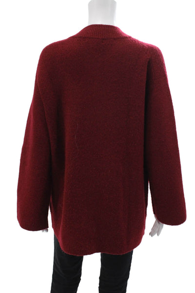 J Crew Womens Crew Neck Pockets Buttoned Cardigan Sweater Top Red Size XS