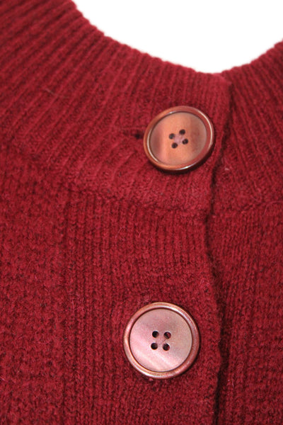 J Crew Womens Crew Neck Pockets Buttoned Cardigan Sweater Top Red Size XS
