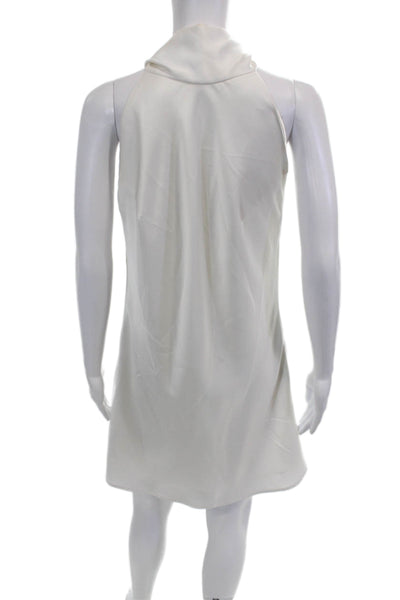 Galvan London Womens Sleeveless Tie Neck Satin Mini Shift Dress White Size 10