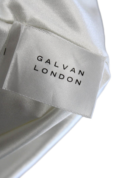 Galvan London Womens Sleeveless Tie Neck Satin Mini Shift Dress White Size 10