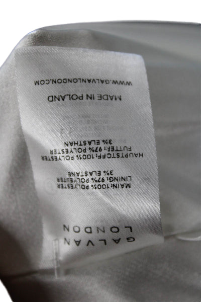 Galvan London Womens Sleeveless Tie Neck Satin Mini Shift Dress White Size 10