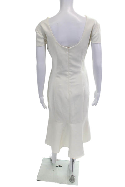 Amanda Uprichard Womens Back Zip Short Sleeve Scoop Neck Shift Dress White Large