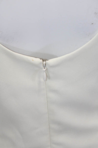 Amanda Uprichard Womens Back Zip Short Sleeve Scoop Neck Shift Dress White Large