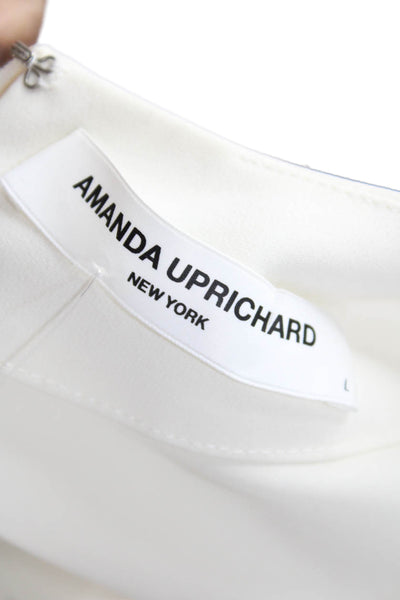Amanda Uprichard Womens Back Zip Short Sleeve Scoop Neck Shift Dress White Large