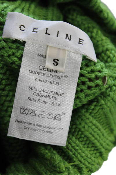 Celine Womens V Neck Cashmere Knit Sweater Shorts Set Green Size Small