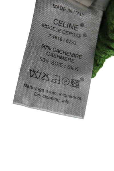 Celine Womens V Neck Cashmere Knit Sweater Shorts Set Green Size Small