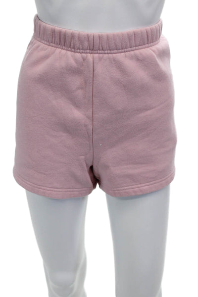 TNA Womens Elastic Waistband Logo Knit Short Shorts Pink Cotton Size Large