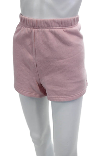 TNA Womens Elastic Waistband Logo Knit Short Shorts Pink Cotton Size Large