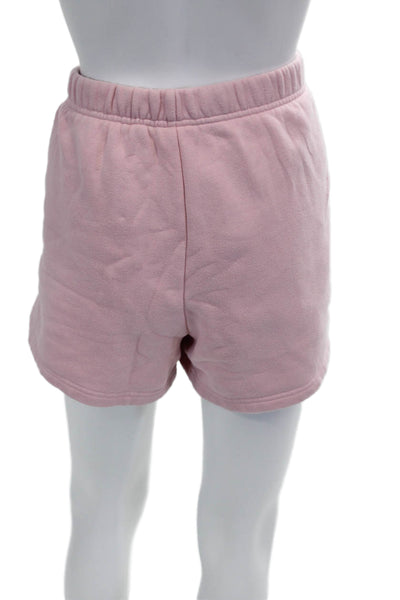 TNA Womens Elastic Waistband Logo Knit Short Shorts Pink Cotton Size Large