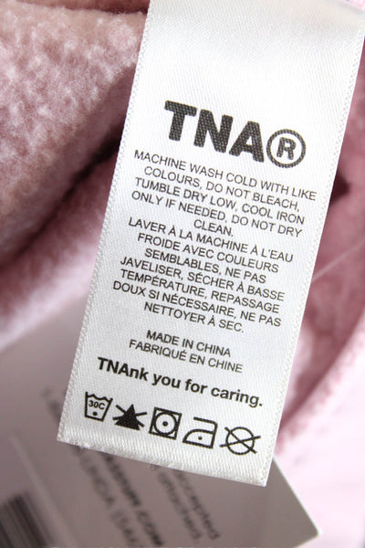 TNA Womens Elastic Waistband Logo Knit Short Shorts Pink Cotton Size Large
