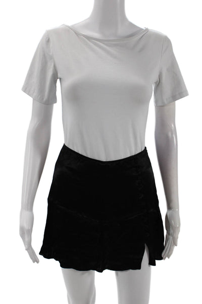 Zara Womens High Rise Zip Zip Mini Skort Black Size Extra Small