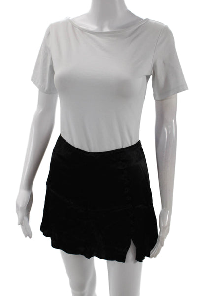 Zara Womens High Rise Zip Zip Mini Skort Black Size Extra Small