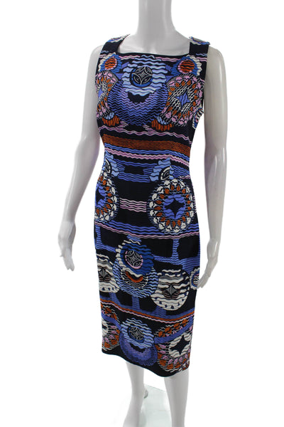PETER PILOTTO Womens Abstract Print Sleeveless Maxi Dress Navy Blue Size 8