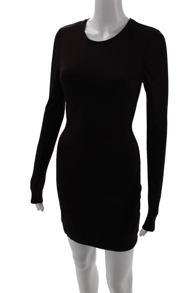 Kimberly Ovitz Womens Long Sleeves Body Con Dress Java Brown Size Small