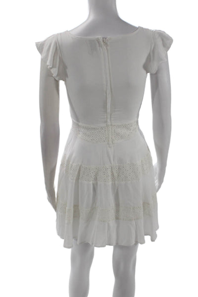 Ella Moss Childrens Girls Eyelet Short Sleeves A Line Dress White Size 12