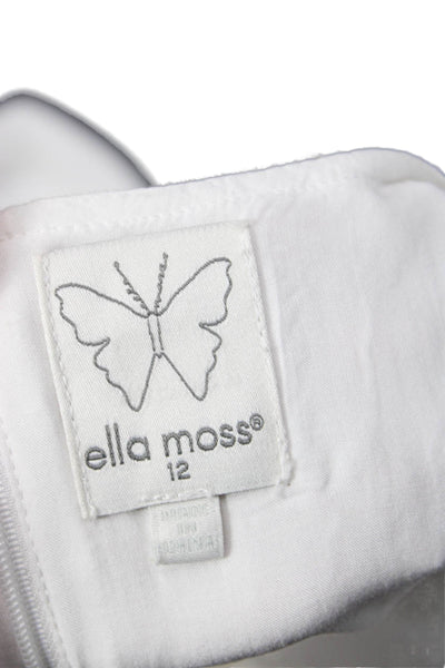 Ella Moss Childrens Girls Eyelet Short Sleeves A Line Dress White Size 12