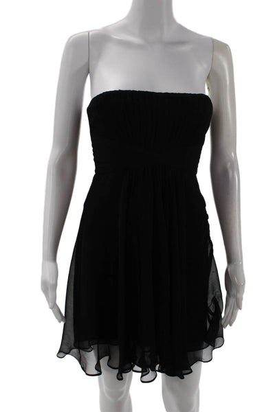 BCBG Max Azria Womens Silk A Line Spaghetti Strap Duran Dress Black Size 0