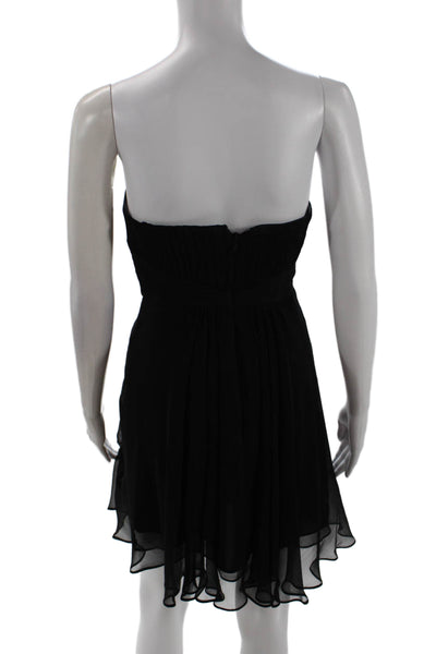 BCBG Max Azria Womens Silk A Line Spaghetti Strap Duran Dress Black Size 0