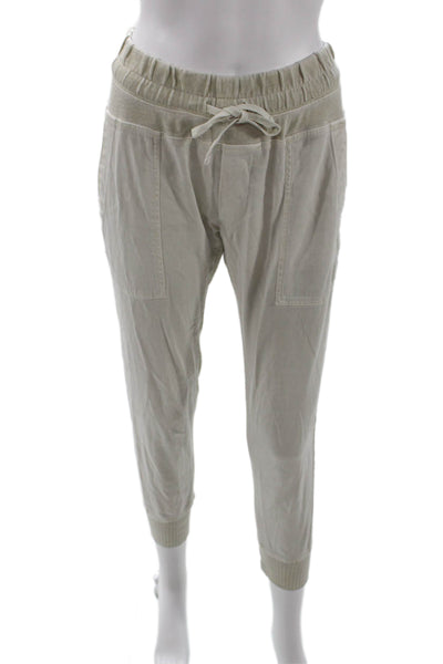 James Perse Womens Cotton Elastic Waisted Cuffed Hem Utility Pants Beige Size 0