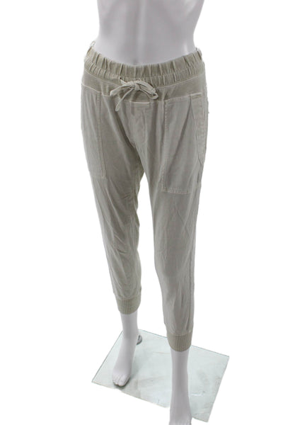 James Perse Womens Cotton Elastic Waisted Cuffed Hem Utility Pants Beige Size 0