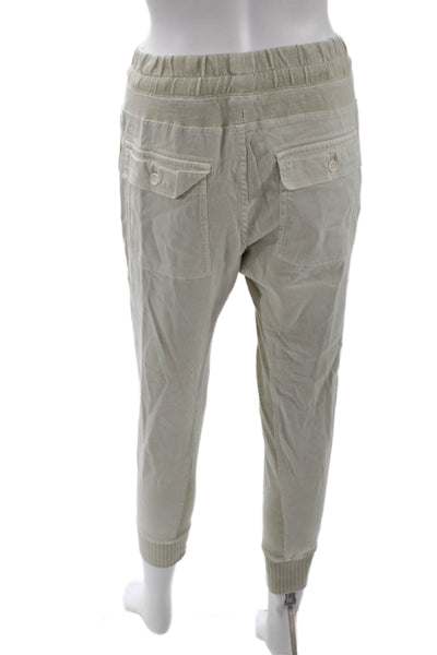James Perse Womens Cotton Elastic Waisted Cuffed Hem Utility Pants Beige Size 0