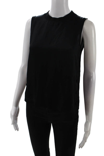Rag & Bone Womens Round Neck Sleeveless Button Up Hem Tank Top Black 2XS