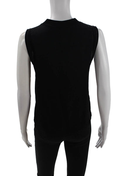 Rag & Bone Womens Round Neck Sleeveless Button Up Hem Tank Top Black 2XS