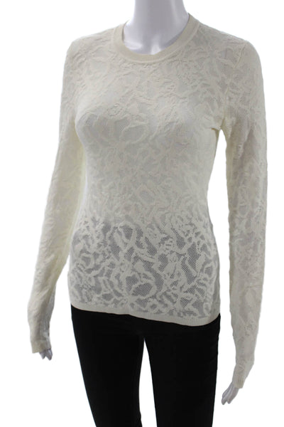 Rag & Bone Womens Cotton Embroidered Print Sheer Long Sleeve Top Beige Size XS