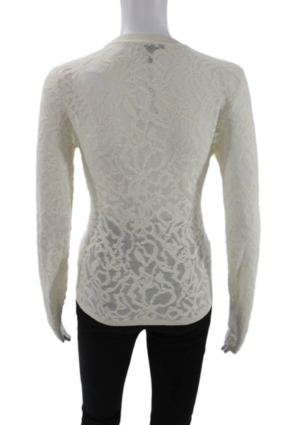 Rag & Bone Womens Cotton Embroidered Print Sheer Long Sleeve Top Beige Size XS