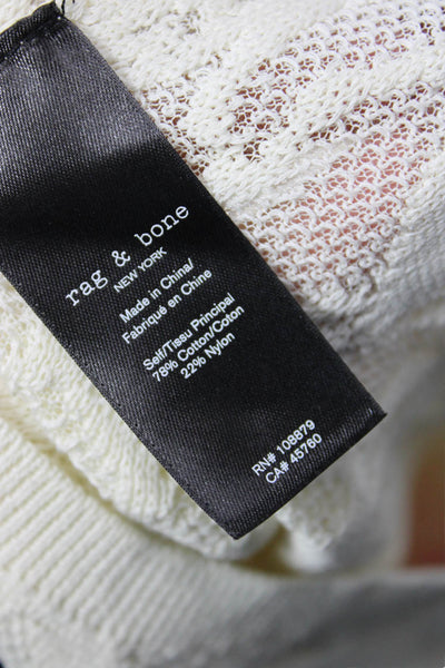 Rag & Bone Womens Cotton Embroidered Print Sheer Long Sleeve Top Beige Size XS