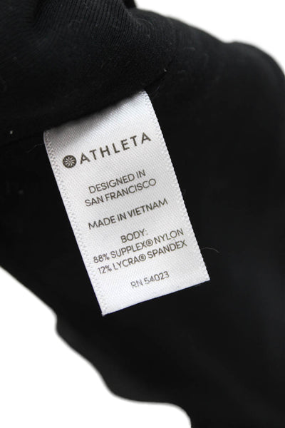 Athleta Womens High Rise Striped Trim Athletic Ankle Leggings Black White Large