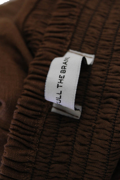 Faithfull The Brand Womens Linen Short Puffy Sleeves A Line Dress Brown Size 4