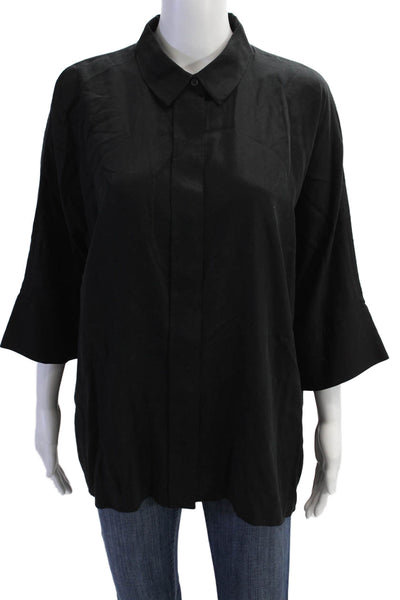 COS Womens Short Sleeves Button Down Shirt Black Size Extra Small