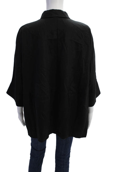 COS Womens Short Sleeves Button Down Shirt Black Size Extra Small