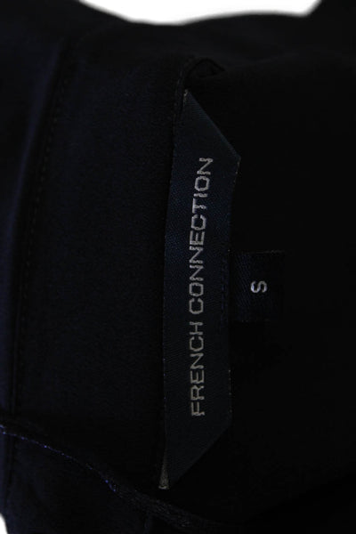 French Connection Womens Long Sleeves Button Down Blouse Navy Blue Size Small