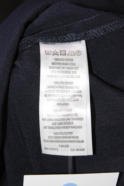French Connection Womens Long Sleeves Button Down Blouse Navy Blue Size Small