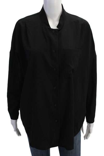 French Connection Womens Long Sleeves Button Down Blouse Black Size Small
