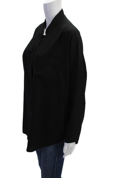 French Connection Womens Long Sleeves Button Down Blouse Black Size Small