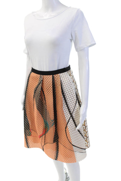 Clover Canyon Womens Abstract Print Eyelet Contrast Skirt Multicolor Size M