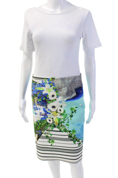Clover Canyon Womens Graphic Abstract Print Midi Pencil Skirt Multicolor Size L