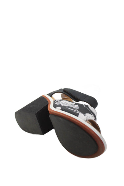 Clover Canyon Womens Painted Floral Print Peep Toe Ankle Strap Heel Black Size 8