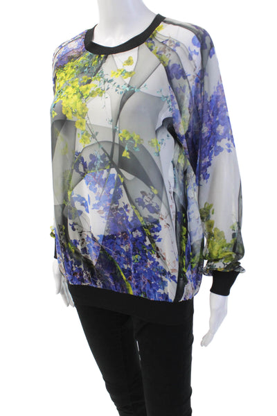Clover Canyon Womens Graphic Print Pullover Long Sleeve Blouse Multicolor Size M