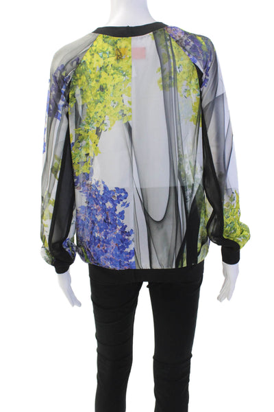 Clover Canyon Womens Graphic Print Pullover Long Sleeve Blouse Multicolor Size M
