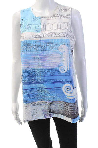 Clover Canyon Womens Abstract Print Sleeveless Pleated Blouse Multicolor Size M